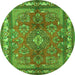 Square Medallion Green Traditional Rug, tr4393grn