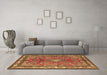 Machine Washable Medallion Brown Traditional Rug in a Living Room,, wshtr4393brn