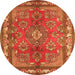 Square Medallion Orange Traditional Rug, tr4393org