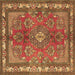 Square Medallion Brown Traditional Rug, tr4393brn