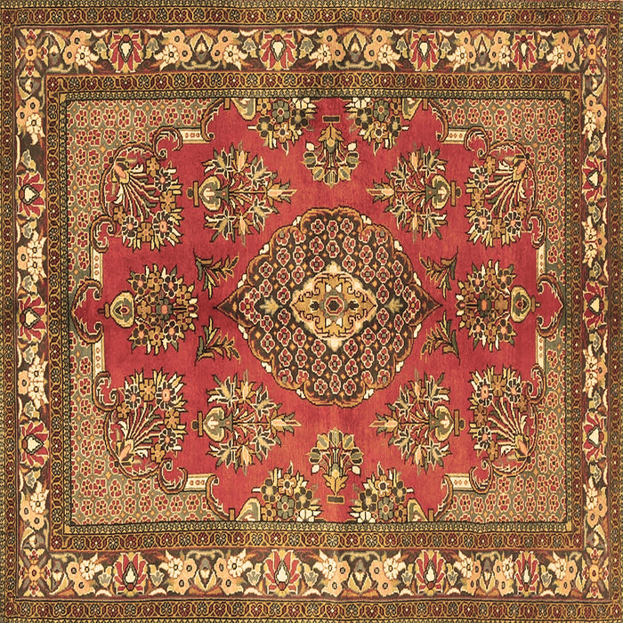Square Machine Washable Medallion Brown Traditional Rug, wshtr4393brn