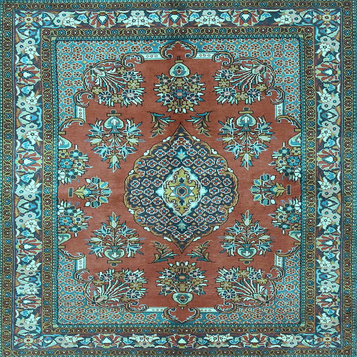 Square Medallion Light Blue Traditional Rug, tr4393lblu