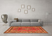 Machine Washable Medallion Orange Traditional Area Rugs in a Living Room, wshtr4393org