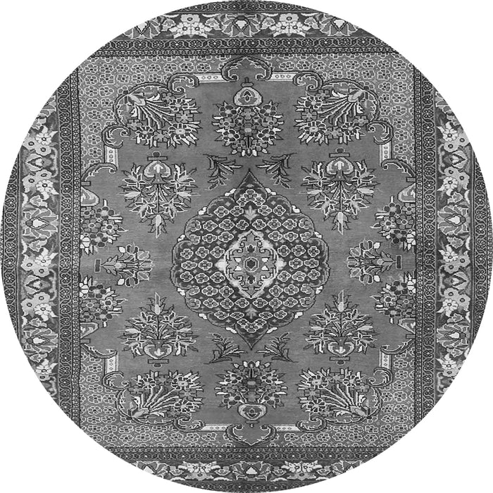 Machine Washable Medallion Gray Traditional Rug, wshtr4393gry