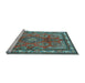 Sideview of Machine Washable Medallion Light Blue Traditional Rug, wshtr4393lblu