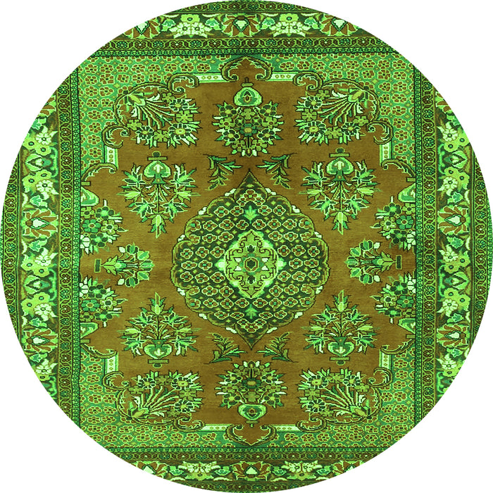 Machine Washable Medallion Green Traditional Area Rugs, wshtr4393grn