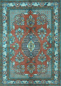 Medallion Light Blue Traditional Rug, tr4393lblu