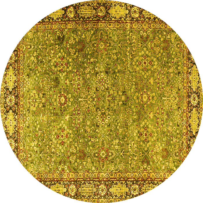 Round Animal Yellow Traditional Rug, tr4394yw
