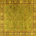 Square Machine Washable Animal Yellow Traditional Rug, wshtr4394yw