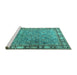 Sideview of Machine Washable Animal Turquoise Traditional Area Rugs, wshtr4394turq