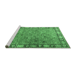 Sideview of Machine Washable Animal Emerald Green Traditional Area Rugs, wshtr4394emgrn
