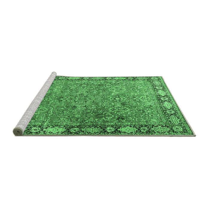Sideview of Machine Washable Animal Emerald Green Traditional Area Rugs, wshtr4394emgrn