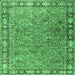 Square Machine Washable Animal Emerald Green Traditional Area Rugs, wshtr4394emgrn