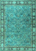 Machine Washable Animal Turquoise Traditional Area Rugs, wshtr4394turq