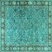 Square Animal Turquoise Traditional Rug, tr4394turq