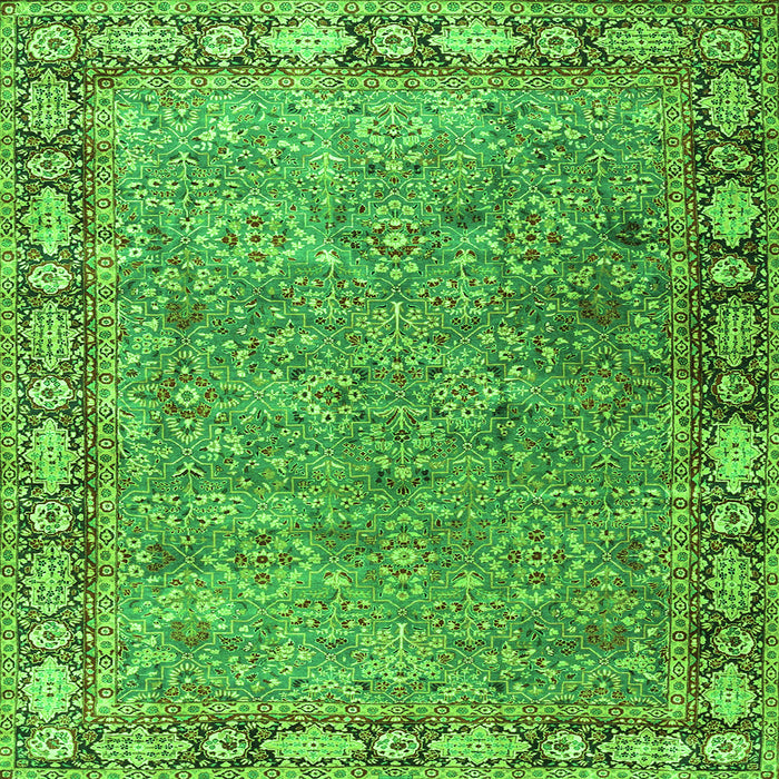 Round Machine Washable Animal Green Traditional Area Rugs, wshtr4394grn
