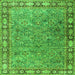 Round Machine Washable Animal Green Traditional Area Rugs, wshtr4394grn