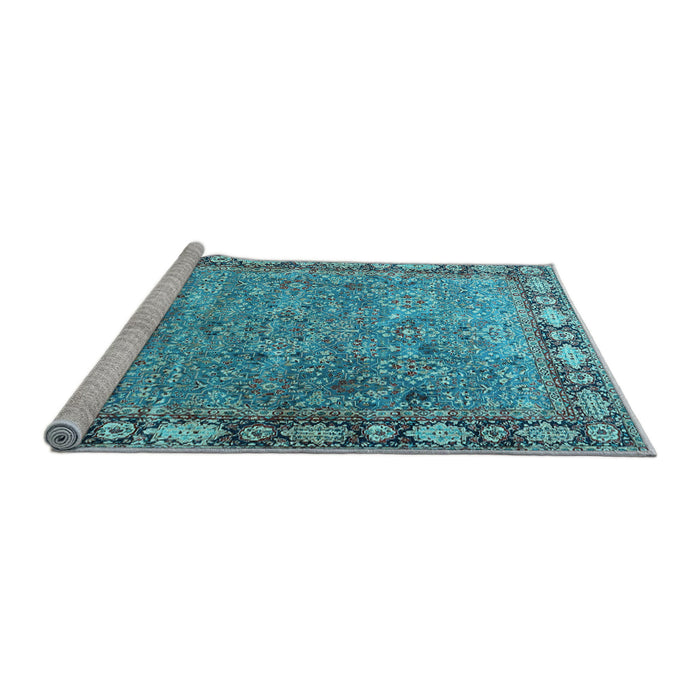 Sideview of Machine Washable Animal Light Blue Traditional Rug, wshtr4394lblu