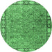 Round Animal Emerald Green Traditional Rug, tr4394emgrn