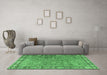 Machine Washable Animal Emerald Green Traditional Area Rugs in a Living Room,, wshtr4394emgrn