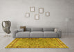 Machine Washable Animal Yellow Traditional Rug in a Living Room, wshtr4394yw