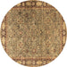 Round Machine Washable Animal Brown Traditional Rug, wshtr4394brn