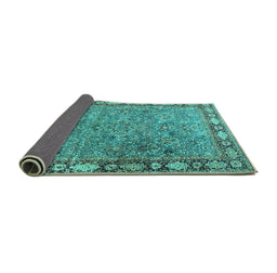 Sideview of Animal Turquoise Traditional Rug, tr4394turq