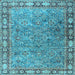Square Machine Washable Animal Light Blue Traditional Rug, wshtr4394lblu