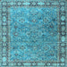 Square Animal Light Blue Traditional Rug, tr4394lblu