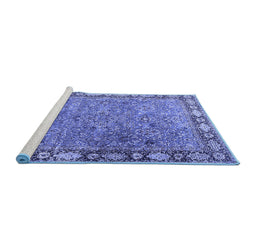 Sideview of Machine Washable Animal Blue Traditional Rug, wshtr4394blu