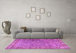 Machine Washable Animal Pink Traditional Rug in a Living Room, wshtr4394pnk