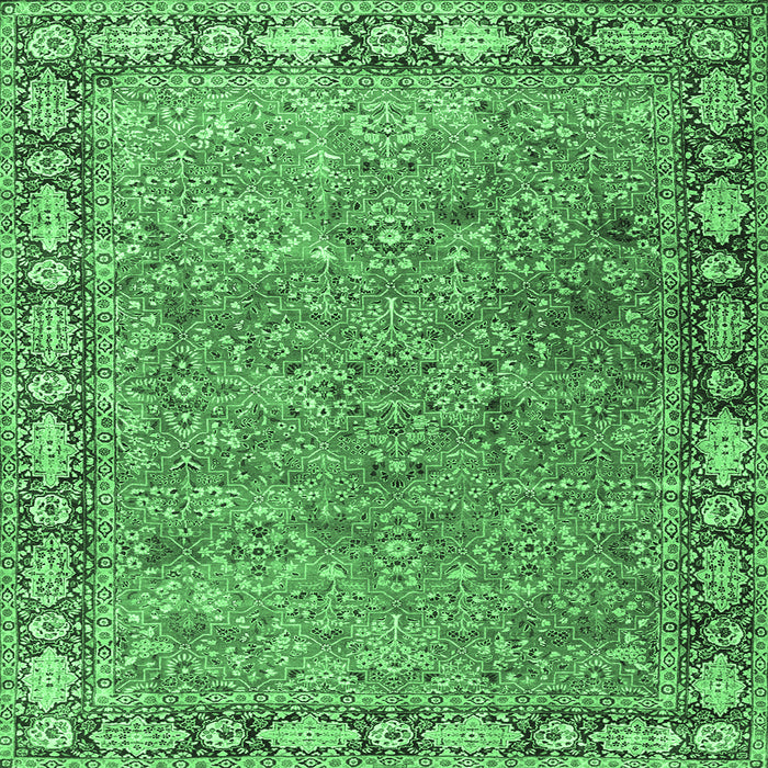 Square Animal Emerald Green Traditional Rug, tr4394emgrn