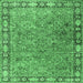 Square Animal Emerald Green Traditional Rug, tr4394emgrn