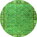 Square Animal Green Traditional Rug, tr4394grn