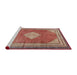 Sideview of Machine Washable Traditional Fire Brick Red Rug, wshtr4395