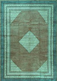 Medallion Turquoise Traditional Rug, tr4395turq