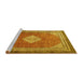 Sideview of Machine Washable Medallion Yellow Traditional Rug, wshtr4395yw