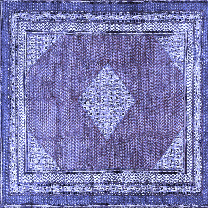Square Medallion Blue Traditional Rug, tr4395blu