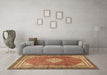 Machine Washable Medallion Brown Traditional Rug in a Living Room,, wshtr4395brn