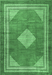 Medallion Emerald Green Traditional Rug, tr4395emgrn