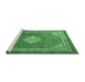 Sideview of Machine Washable Medallion Emerald Green Traditional Area Rugs, wshtr4395emgrn