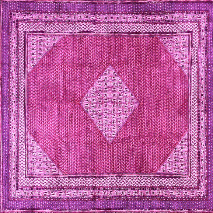 Square Machine Washable Medallion Pink Traditional Rug, wshtr4395pnk