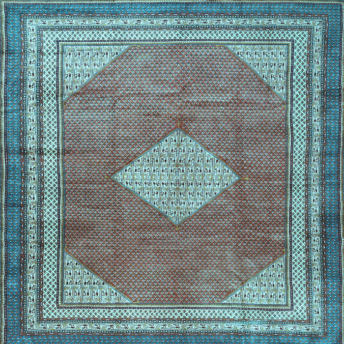 Square Medallion Light Blue Traditional Rug, tr4395lblu