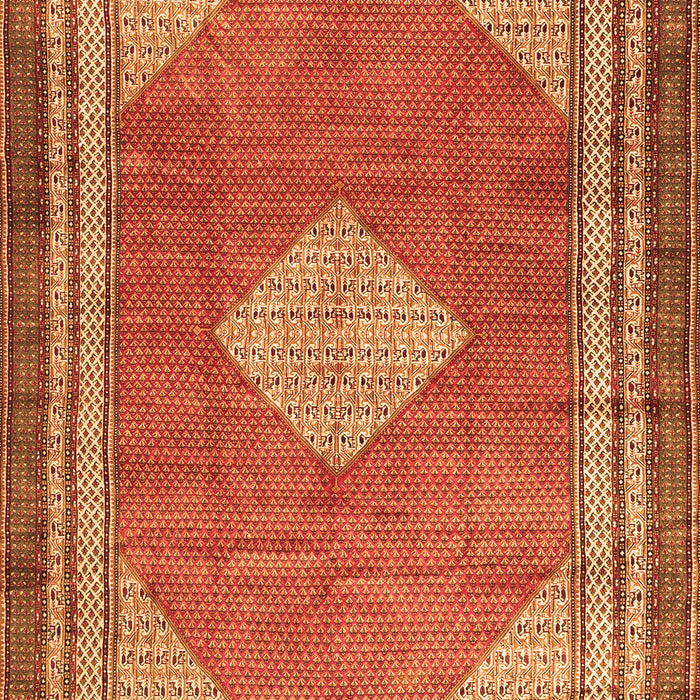 Serging Thickness of Machine Washable Medallion Orange Traditional Area Rugs, wshtr4395org