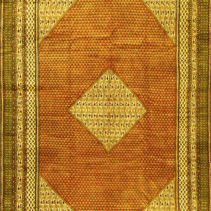 Machine Washable Medallion Yellow Traditional Rug, wshtr4395yw