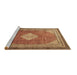 Sideview of Machine Washable Medallion Brown Traditional Rug, wshtr4395brn