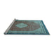 Sideview of Machine Washable Medallion Light Blue Traditional Rug, wshtr4395lblu