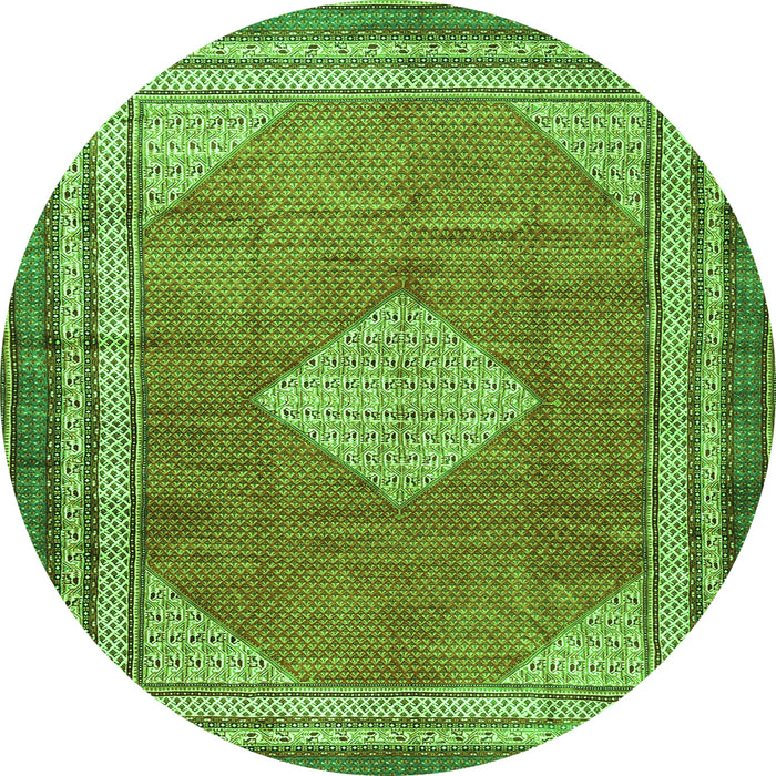 Square Medallion Green Traditional Rug, tr4395grn