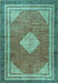 Machine Washable Medallion Turquoise Traditional Area Rugs, wshtr4395turq