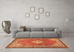 Machine Washable Medallion Orange Traditional Area Rugs in a Living Room, wshtr4395org